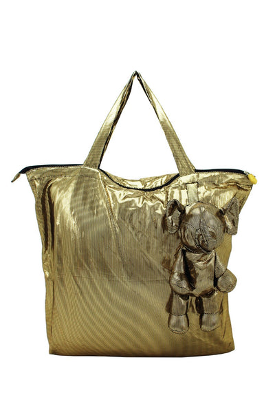 Gold metallic shop tote bags