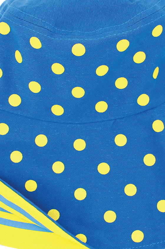 ELEPH DOT/STRIPE REVERSIBLE HAT : Blue/Yellow