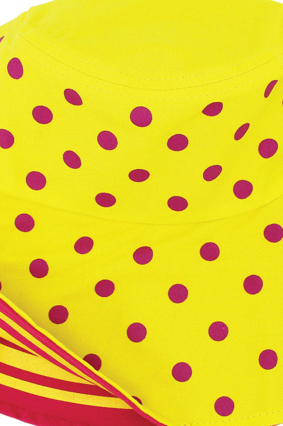 ELEPH DOT/STRIPE REVERSIBLE HAT : Yellow/Pink