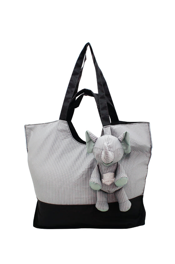 ELEPH FOLDABLE PLEAT LUREX - TOTE L : Grey / Silver