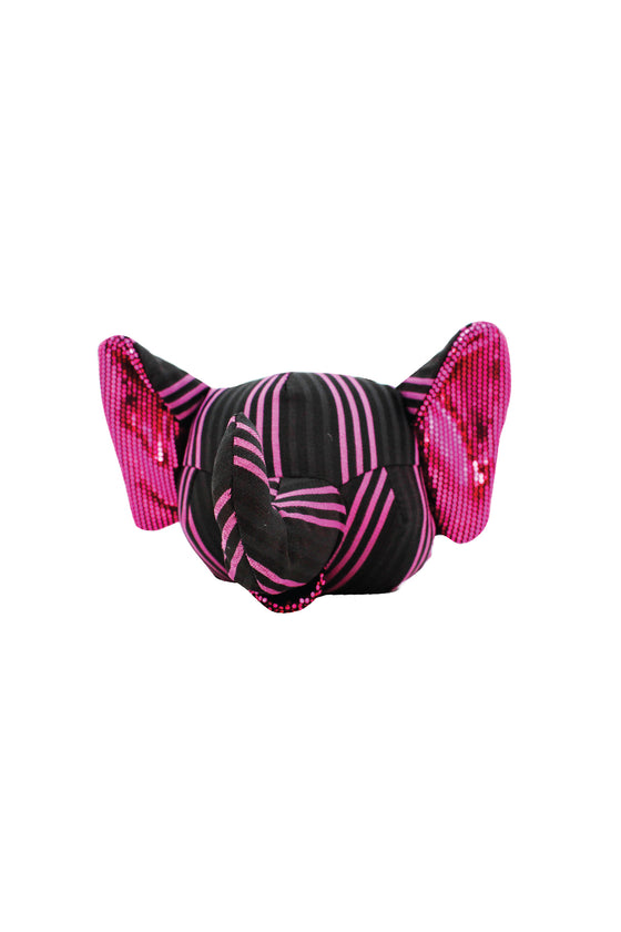 ELEPH FOLDABLE PLEAT 3 STRIPE - POUCH : Black / Pink