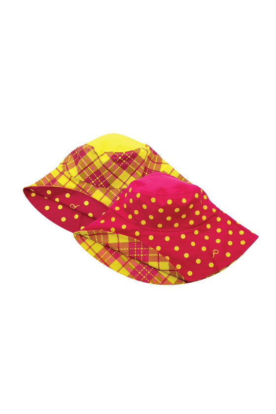TOUI KAOMA/DOT REVERSIBLE HAT : Pink/Yellow