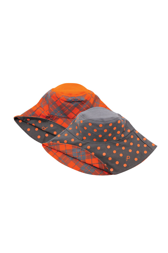 TOUI KAOMA/DOT REVERSIBLE HAT : Orange/Grey