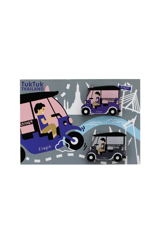 TUK TUK POSTCARD WITH MAGNETS : Pink / Purple