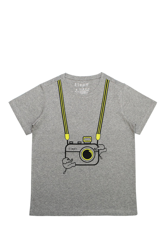 ELEPH T-SHIRT CAMERA : Grey / Lime