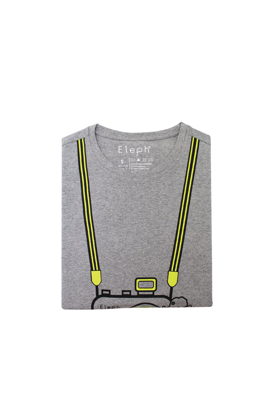 ELEPH T-SHIRT CAMERA : Grey / Lime