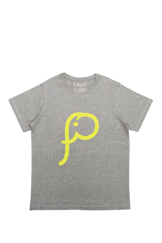 ELEPH T-SHIRT LOGO : Grey/Lime