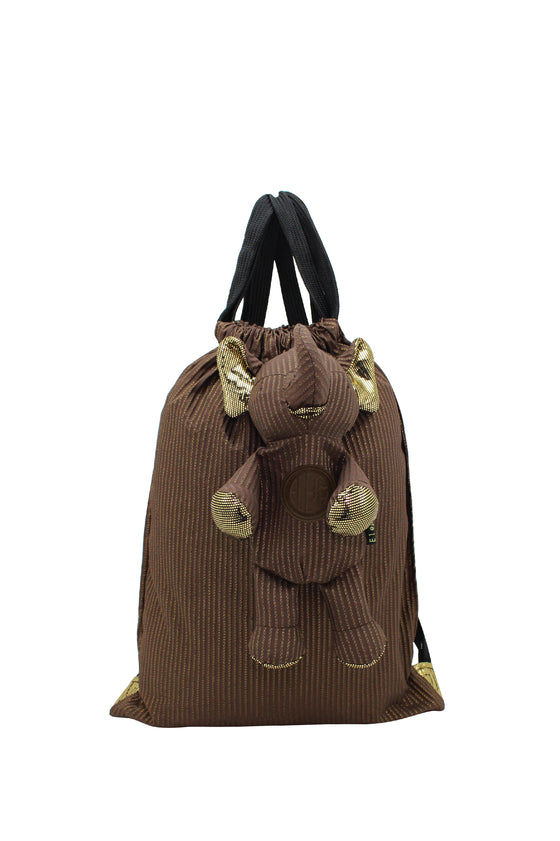 ELEPH FOLDABLE PLEAT LUREX - BACKPACK : Choc/ Gold