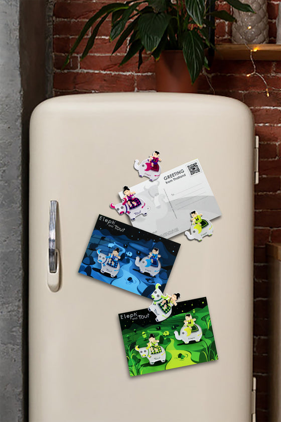 ELEPH POSTCARD WITH MAGNETS : Green